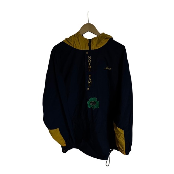 The Game Notre Dame Fighting Irish Quarter Zip Pullover Jacket Navy Yellow Large - Picture 2 of 9